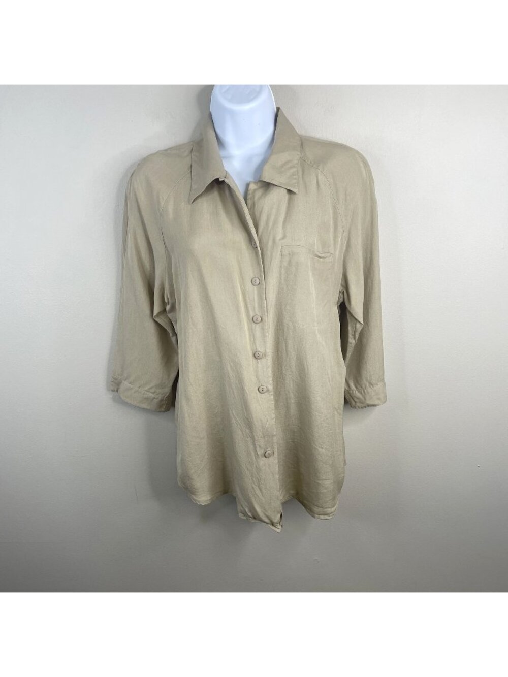Vintage Anna Frank Minimalist Silk Top‎ Medium Neutral Euro Summer Quiet Luxury